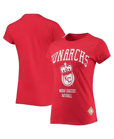 Women's Stitches Red Kansas City Monarchs Negro League Logo T-shirt