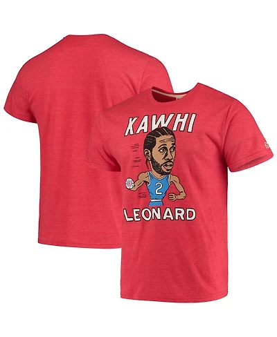 Men's Kawhi Leonard Red La Clippers Caricature Tri-Blend T-shirt