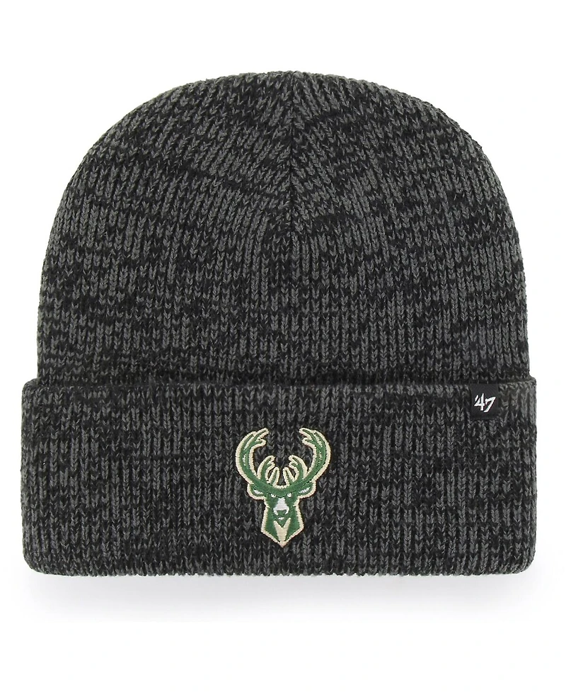 Men's '47 Black Milwaukee Bucks Brain Freeze Cuffed Knit Hat