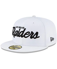 Men's New Era White Las Vegas Raiders Logo Omaha 59Fifty Fitted Hat