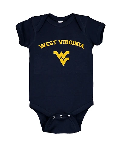 Infant Boys and Girls Navy West Virginia Mountaineers Arch & Logo Bodysuit