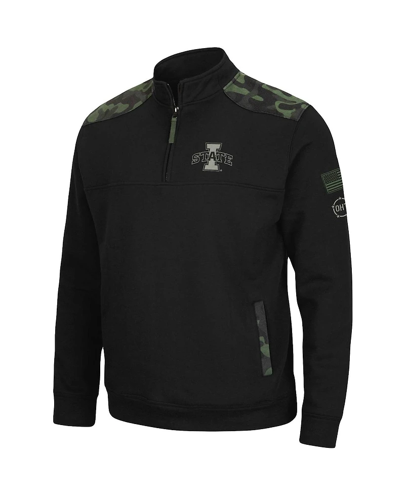 Men's Colosseum Black Iowa State Cyclones Oht Military-Inspired Appreciation Commo Fleece Quarter-Zip Jacket