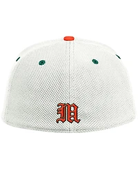 Men's adidas White, Orange Miami Hurricanes Maniac On-Field Baseball Fitted Hat