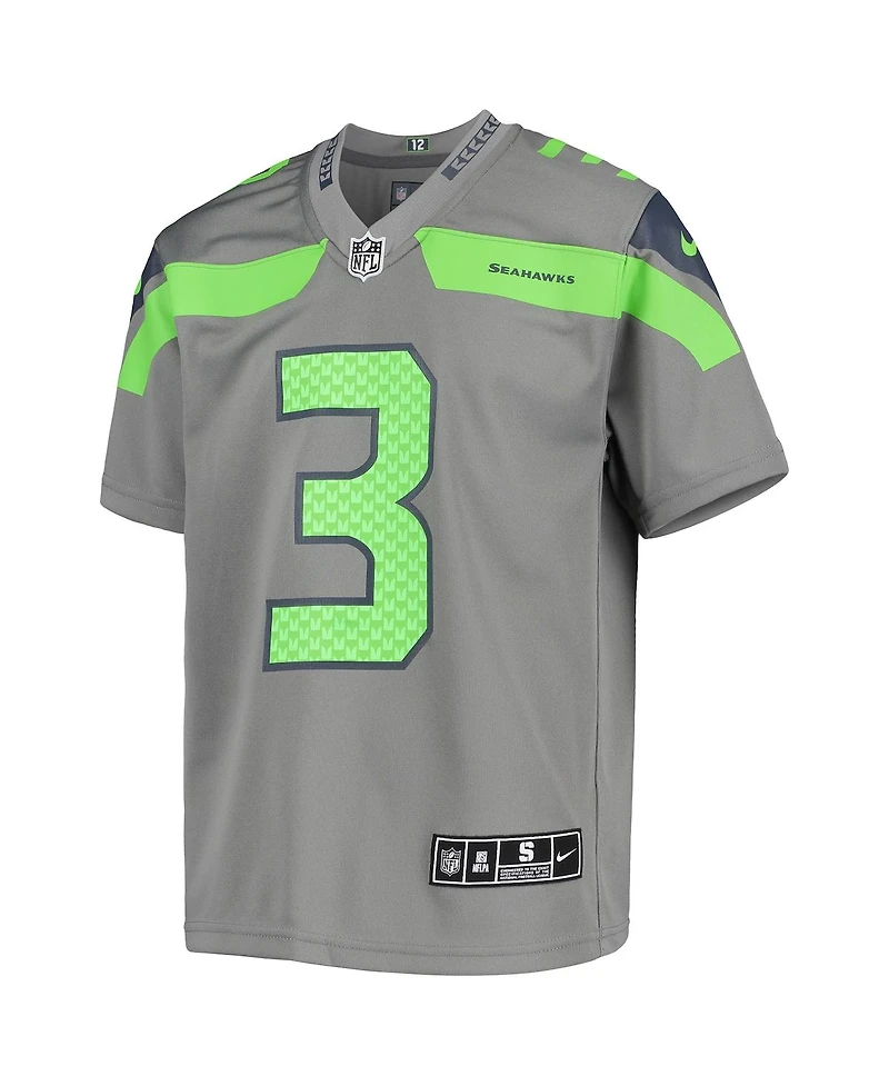 Big Boys Nike Russell Wilson Gray Seattle Seahawks Inverted Team Game Jersey