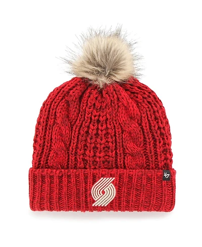 Women's '47 Red Portland Trail Blazers Meeko Cuffed Knit Hat with Pom