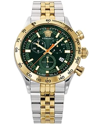 Versace Men's Swiss Chronograph Hellenyium Two Tone Bracelet Watch 44mm
