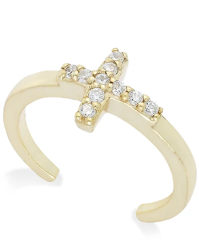 Giani Bernini Cubic Zirconia Cross 18K Rose Gold Over Silver Toe Ring