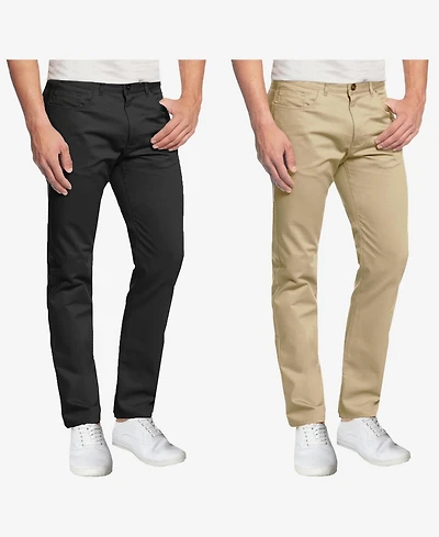 Galaxy By Harvic Men's 5-Pocket Ultra-Stretch Skinny Fit Chino Pants, Pack of 2