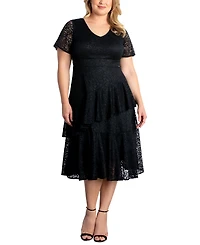 Kiyonna Plus Size Lace Affair Tiered Cocktail Dress