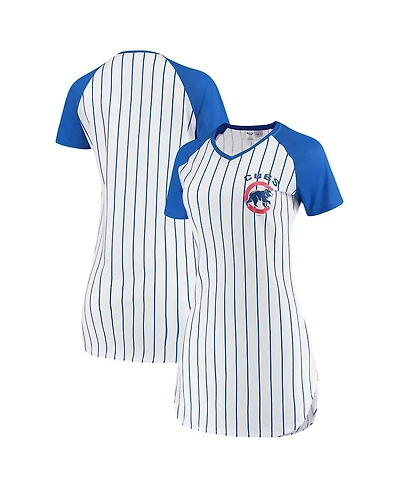 Women's Concepts Sport White Chicago Cubs Vigor Pinstripe Nightshirt