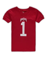 Preschool Boys and Girls Wes & Willy Scarlet Ohio State Buckeyes Football V-Neck T-shirt and Pants Sleep Set