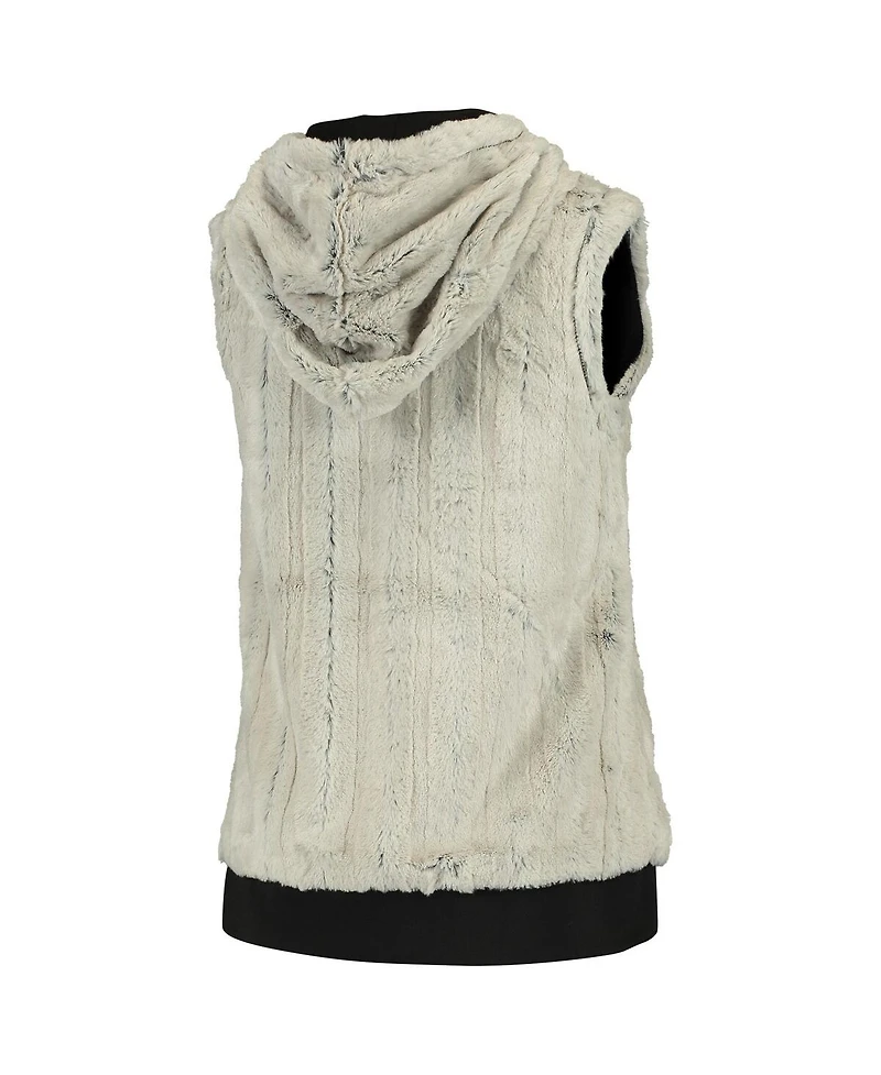 Women's Antigua Silver and Black San Antonio Spurs Rant Hooded Full-Zip Vest