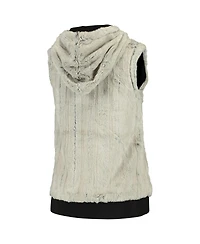 Women's Antigua Silver and Black San Antonio Spurs Rant Hooded Full-Zip Vest