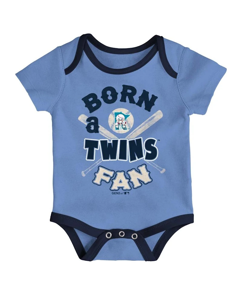 Unisex Infant Navy and Light Blue and Cream Minnesota Twins Future 1 3-Pack Bodysuit Set