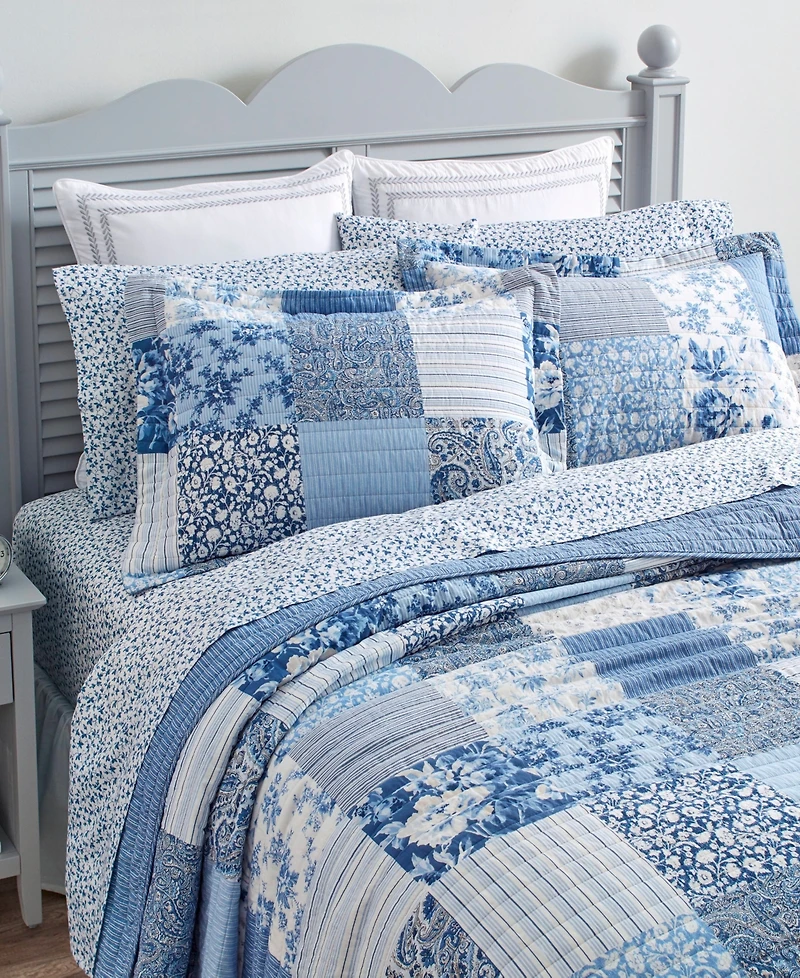 Laura Ashley Paisley Patchwork Reversible -Pc. Quilt Set