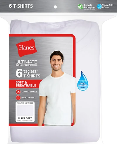 Hanes Men's 6-Pack Ultimate Crewneck Undershirts