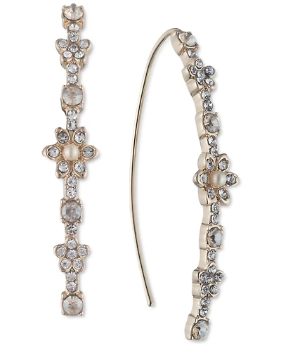 Marchesa Crystal & Imitation Pearl Flower Threader Earrings