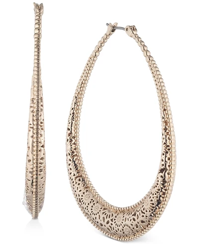 Marchesa Gold-Tone Large Domed Filigree Hoop Earrings