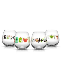 JoyJolt Disney Mickey Mouse 15 oz Joy O Joy Stemless Wine Glass, Set of 4