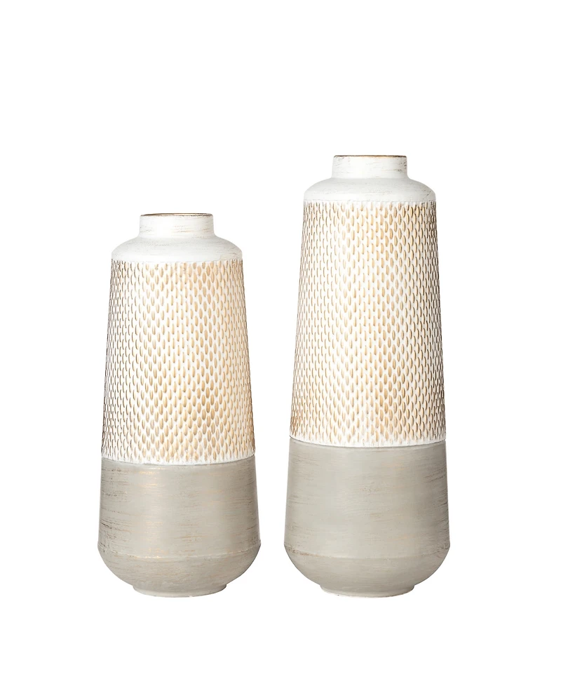 Glitzhome Modern Farmhouse - Modern Industrial Textured Table Vases, Set of 2