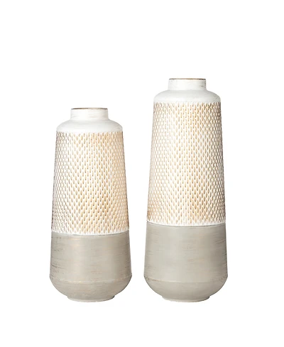 Glitzhome Modern Farmhouse - Modern Industrial Textured Table Vases, Set of 2