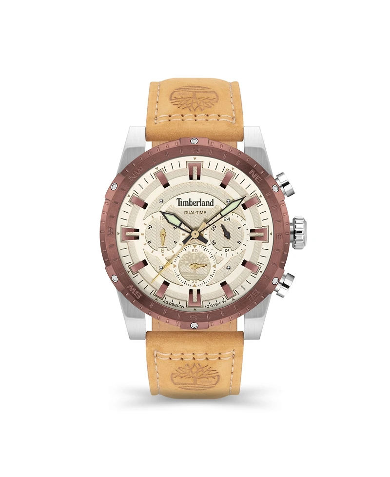 Timberland Men's Fitzwilliam Wheat Leather Strap Watch 46mm