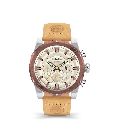 Timberland Men's Fitzwilliam Wheat Leather Strap Watch 46mm