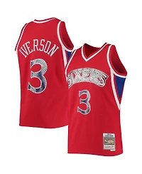 Men's Allen Iverson Red Philadelphia 76ers 1996-97 Hardwood Classics 75th Anniversary Diamond Swingman Jersey