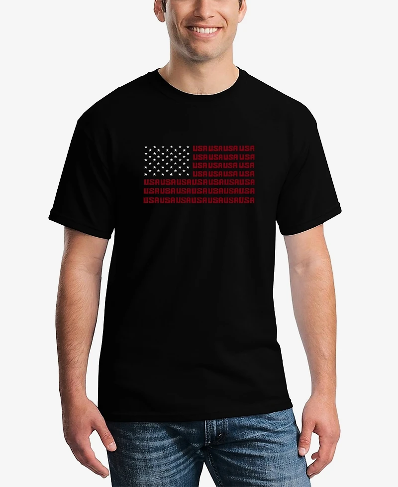 Men's Word Art Usa Flag T-shirt
