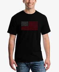 Men's Word Art Usa Flag T-shirt