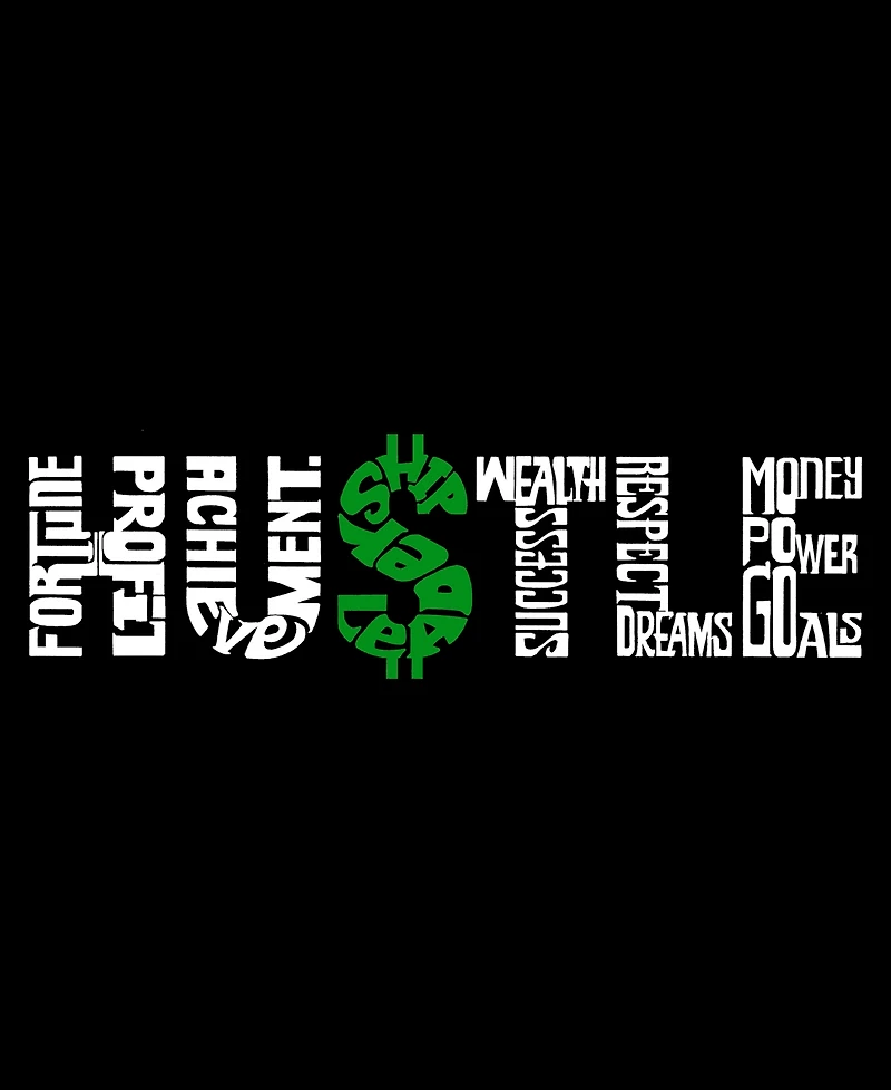Men's Word Art Long Sleeve Hustle T-shirt