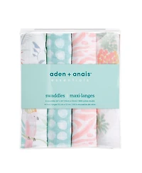 aden by aden + anais Baby Girls Tropical Swaddle Blankets, Pack of 4