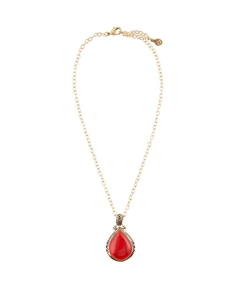 Barse Wildfire Bronze and Genuine Red Howlite Pendant Necklace