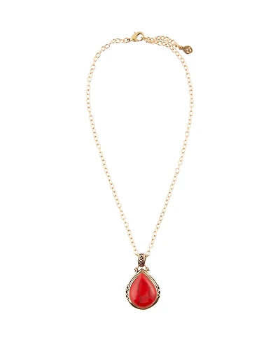 Barse Wildfire Bronze and Genuine Red Howlite Pendant Necklace
