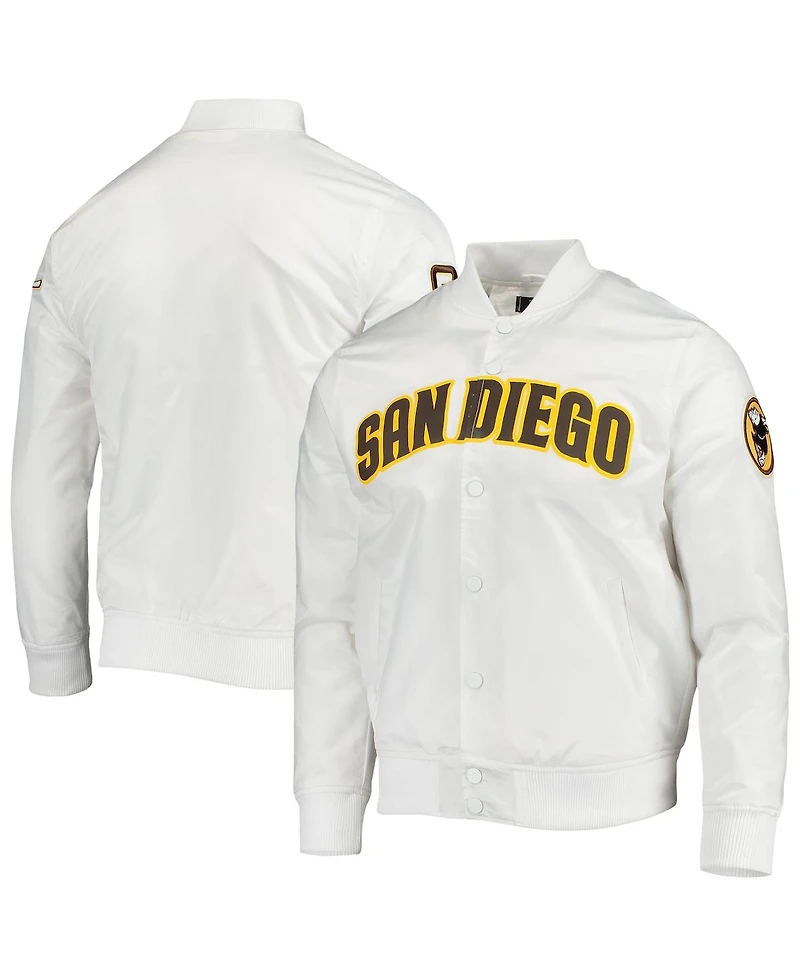 Men's Pro Standard White San Diego Padres Wordmark Satin Full-Snap Jacket