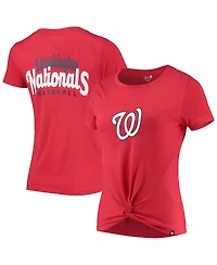 Women's New Era Red Washington Nationals 2-Hit Front Twist Burnout T-shirt