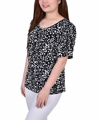 Women's Elbow Cuffed Sleeve Hardware Top
