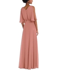 After Six Plus V-Neck Split Sleeve Blouson Bodice Maxi Dress