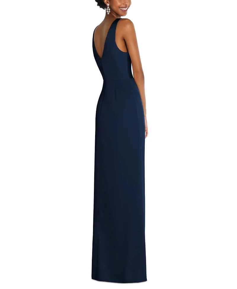 After Six Women's Faux Wrap Whisper Satin Maxi Dress with Draped Tulip Skirt