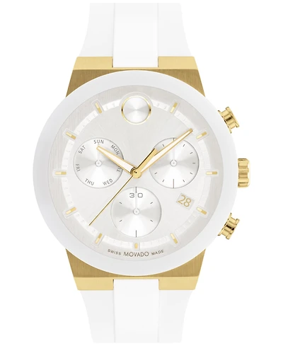 Movado Men's Swiss Chronograph Bold Fusion White Silicone Strap Watch 44mm