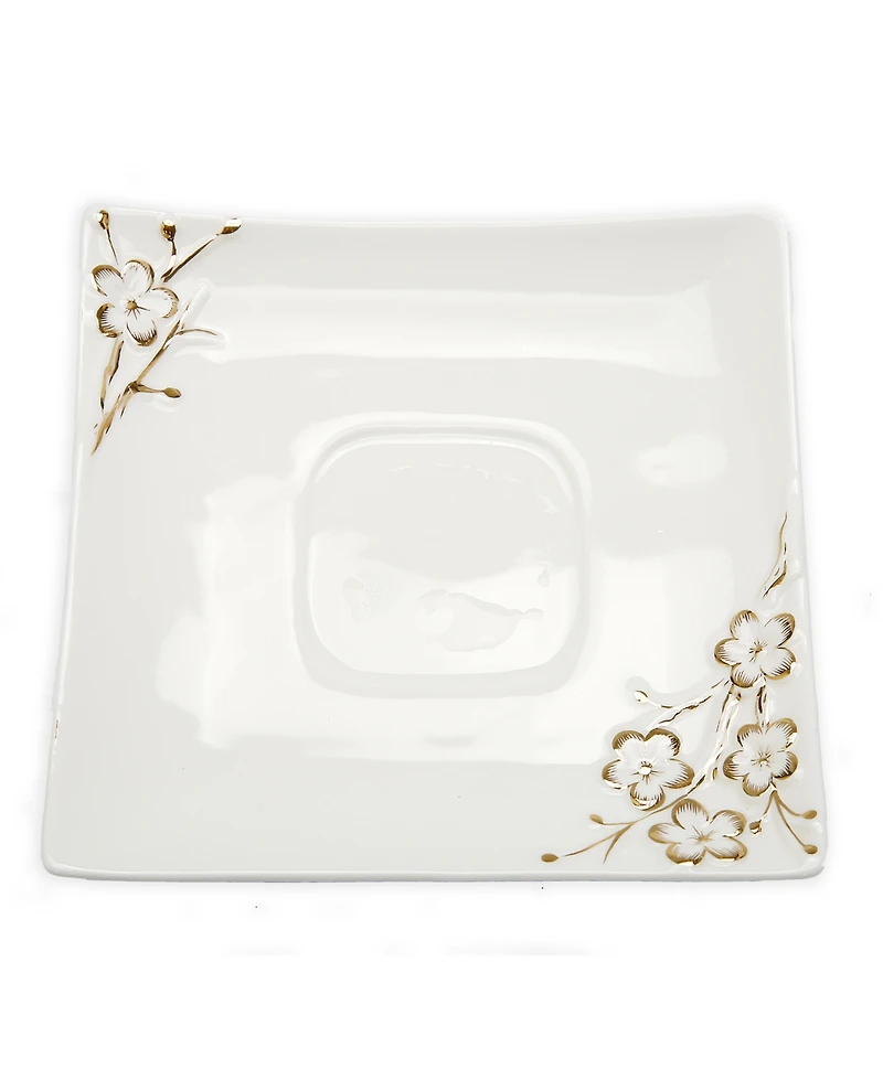 Square Tray and Mug 2-Piece Set with Floral Artwork Design