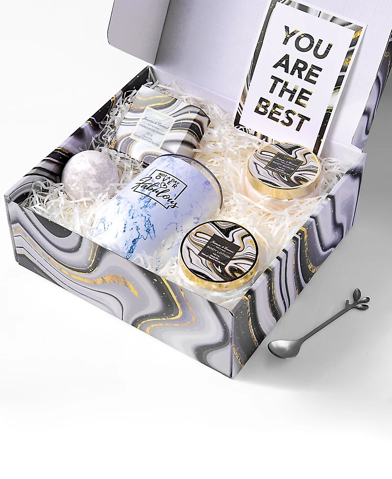 Wine Tumbler Spa Gift Basket, Personalized Gifts, Jasmine Coconut Bath and Body Care Set, 8 Piece