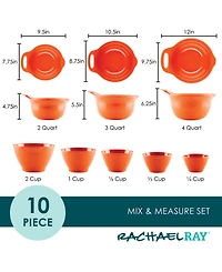 Rachael Ray 10-Pc. Mix and Measure Mixing Bowl Measuring Cup Utensil Set