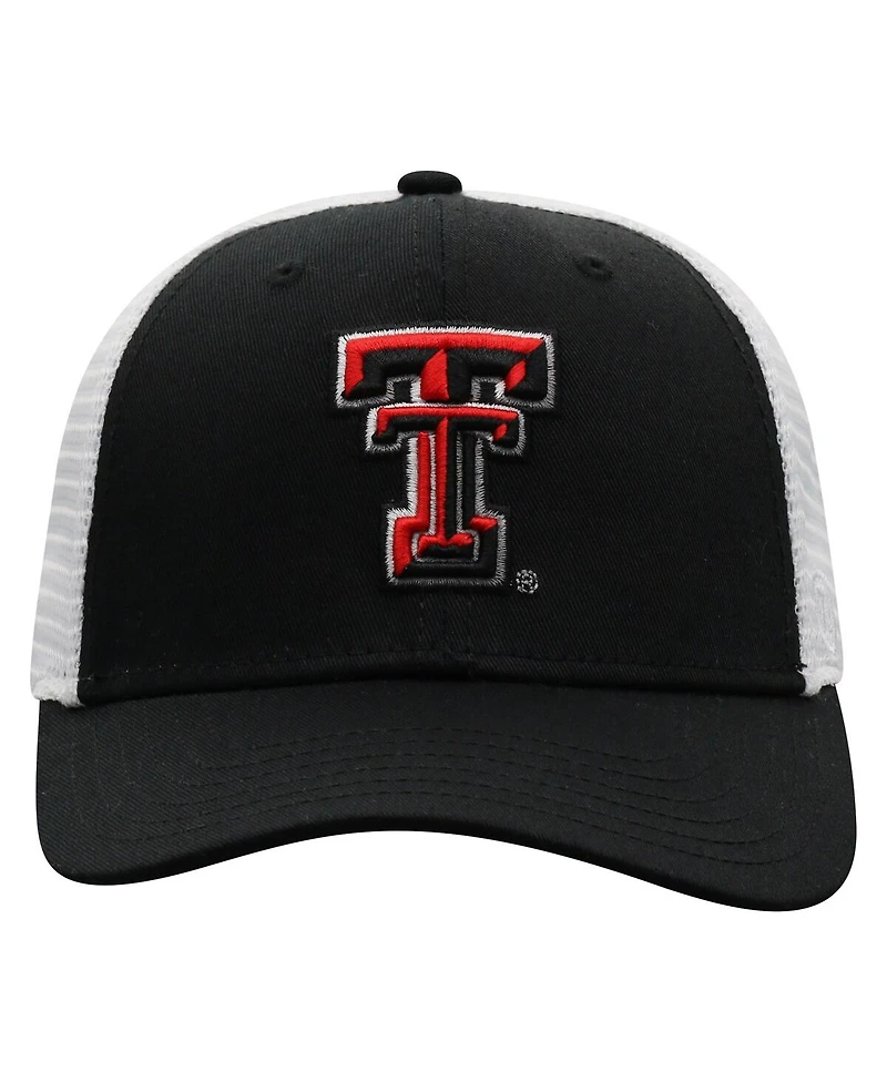 Men's Top of the World Black, White Texas Tech Red Raiders Trucker Snapback Hat
