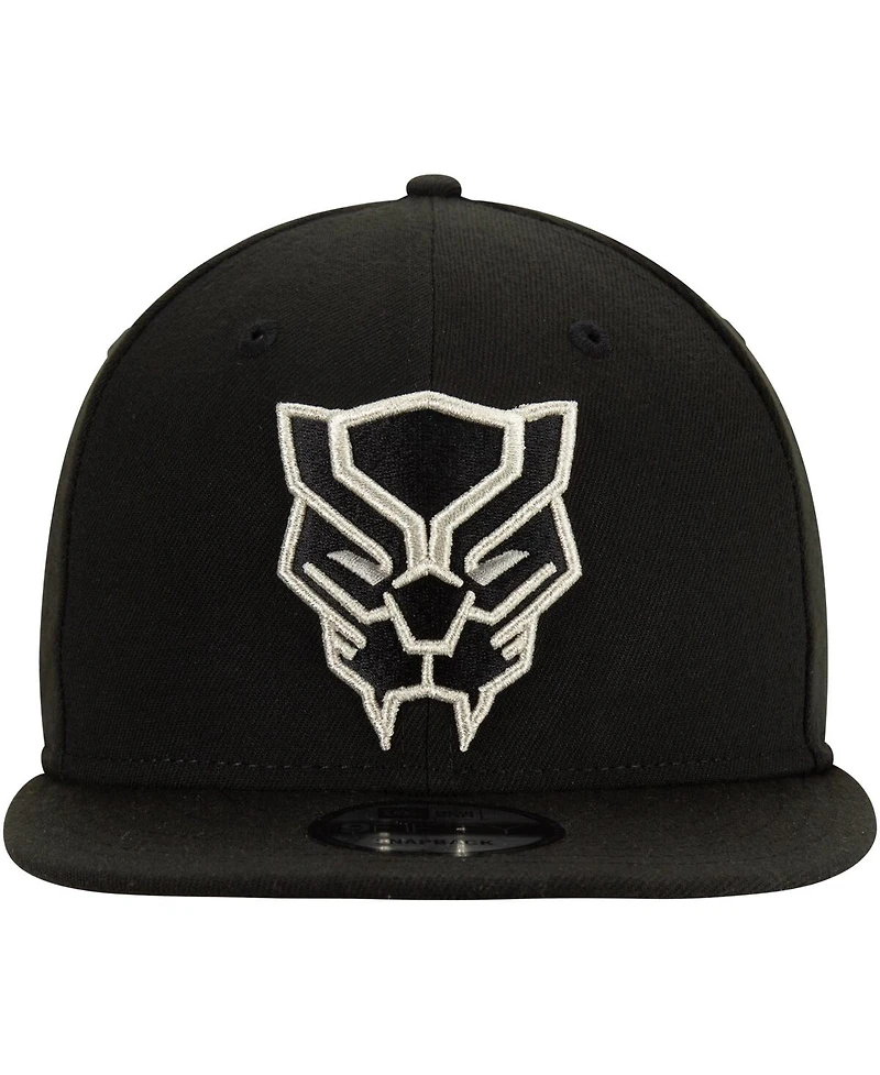 Men's Black New Era Black Panther Classic Logo 9FIFTY Adjustable Snapback Hat