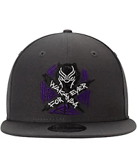 Men's New Era Charcoal Black Panther Wakanda Forever Adjustable Snapback Hat