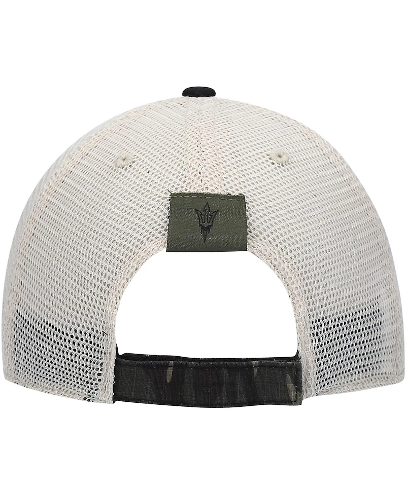 Men's Top of The World Camo, Cream Arizona State Sun Devils Oht Military-Inspired Appreciation Shield Trucker Adjustable Hat