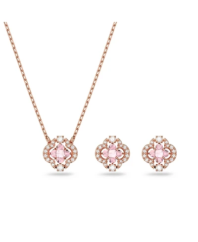 Swarovski Sparkling Dance Clover Rose Gold Tone Plated Set