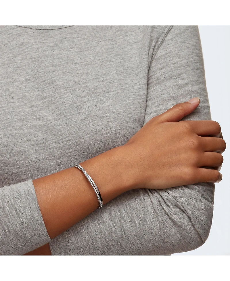 Swarovski Twist Rhodium Plated Bangle