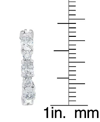 Women's Fine Silver Plated Cubic Zirconia Stud Hoop Earrings Set, 4 Pieces